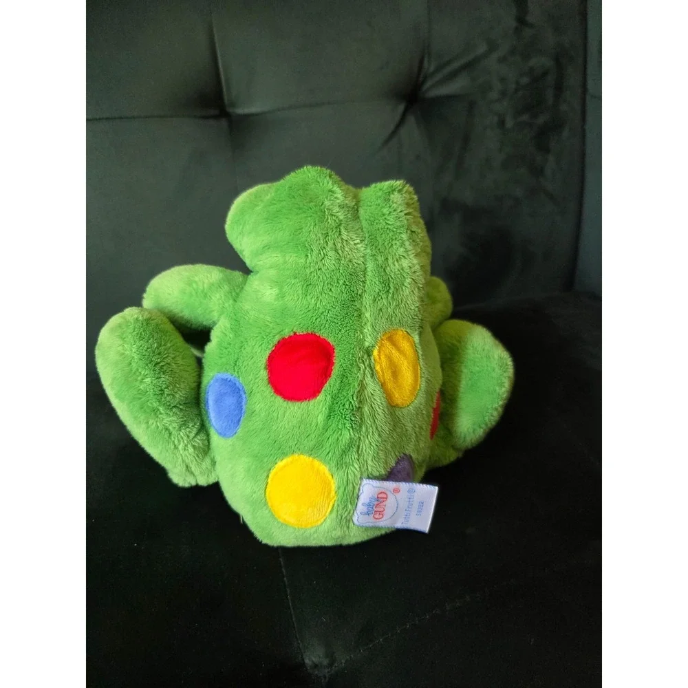 Vintage 90s Baby Gund Tutti Frutti Frog Plush Toy Rainbow Color Block 8''